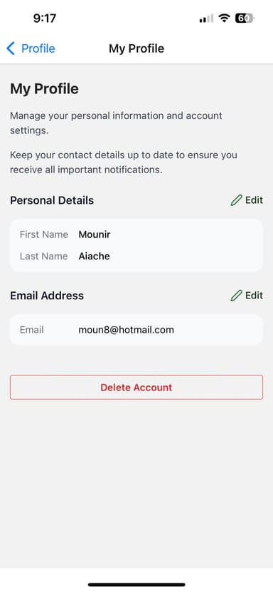 Step 3: Find Delete Account